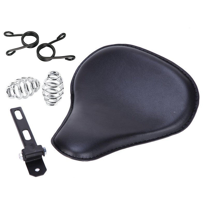 MISS MOLY Motorcycle 13" Cushion Softail Spring Bracket Seat for Harley Suzuki Yamaha Bobber-Black - Image 1
